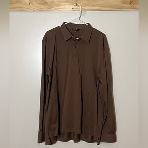 Brooks Brothers Supima Cotton Long Sleeve Polo Brown Men Size XXL
